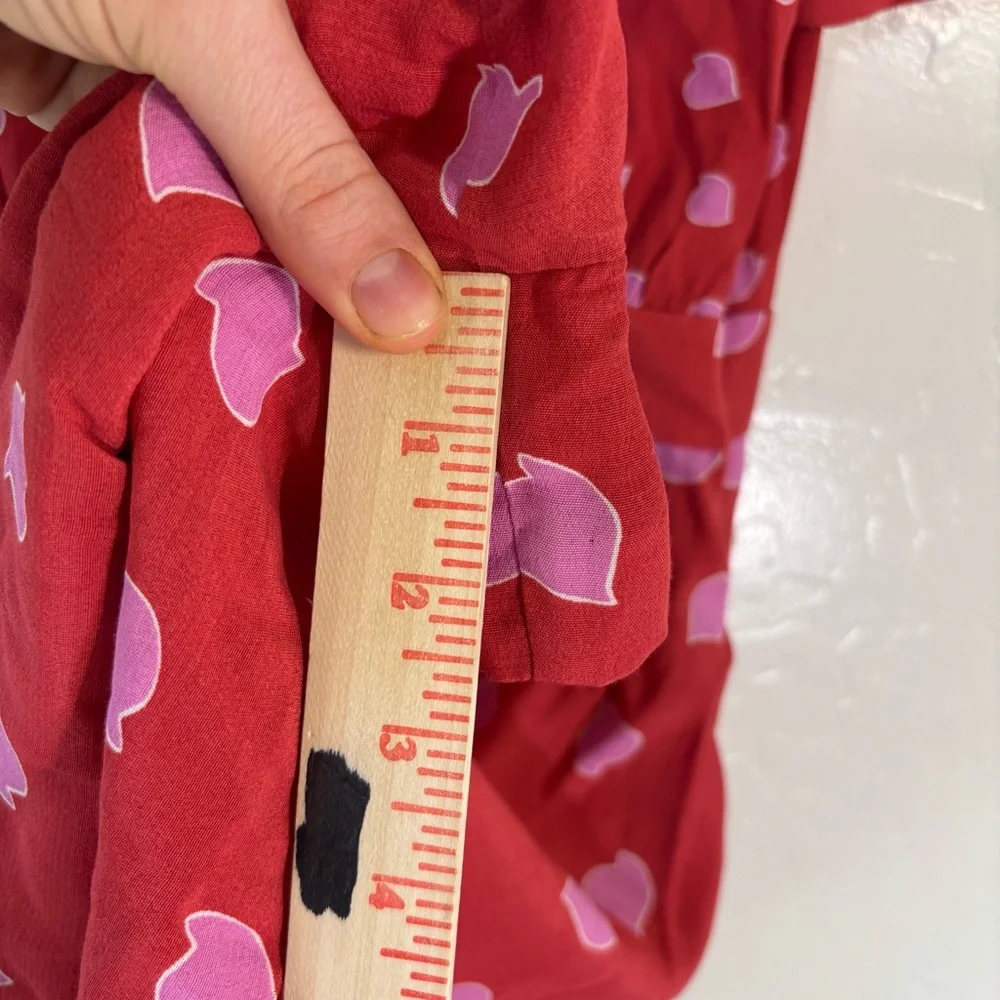 Diane Von Furstenberg Size 2 Candra Wrap Romper Short Sleeve Red Pink Polka Dot - Picture 10 of 10